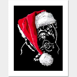 Funny Pug Santa Christmas dog mom Posters and Art